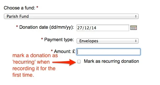The ‘mark as recurring donation’ tick box