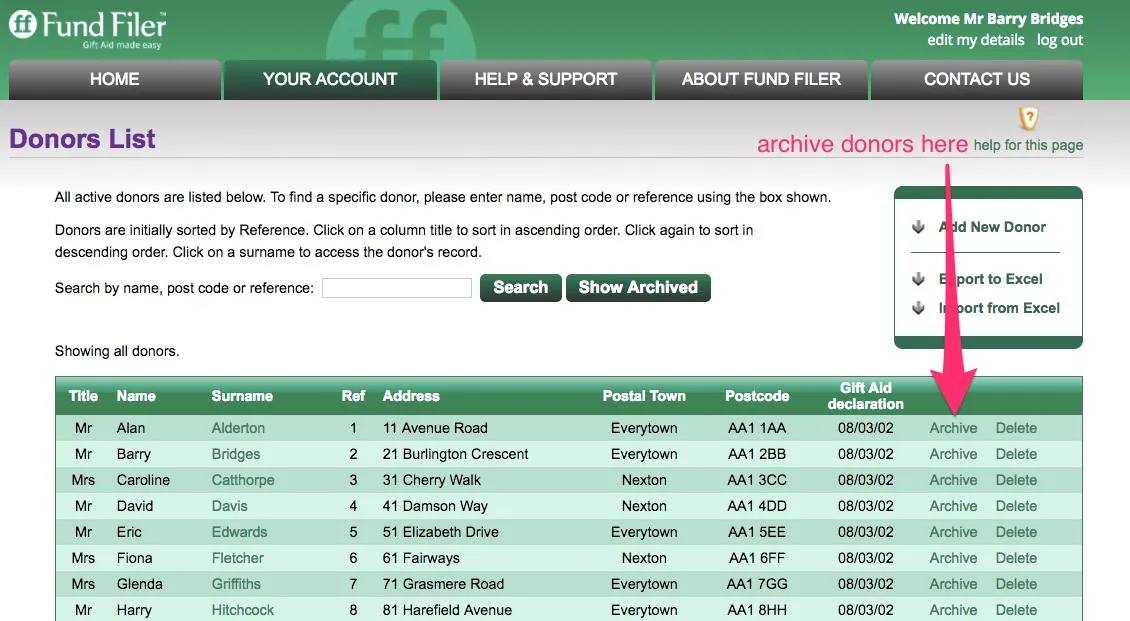 The donors list